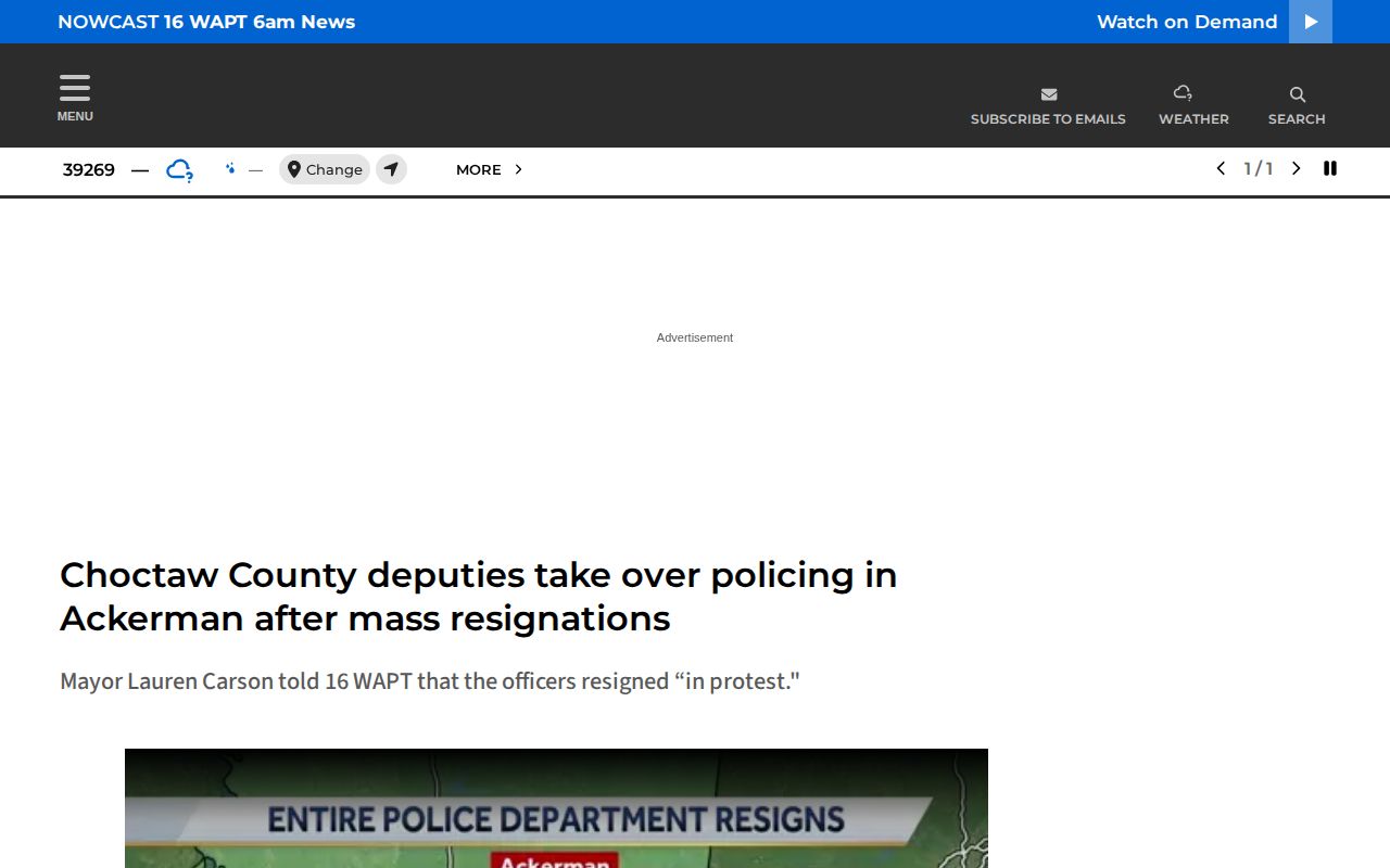 Choctaw County arrest-record context from the Ackerman policing-transition report
